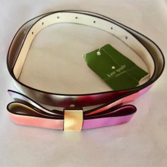Kate Spade Skinny Bow Leather Belt Multi Color Made in Italy